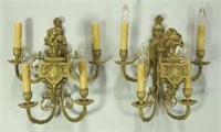 PAIR OF 19th C. FRENCH GILT BRONZE WALL SCONCES