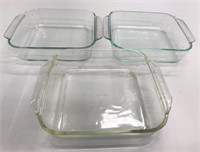 3 Good Used 8x8" Pyrex Glass Bakeware