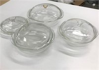 4 Good Used Pyrex Glass Covered Dishes