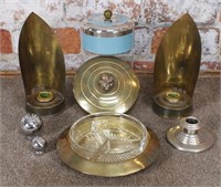 7 Pc group of Chase Art Deco Metalware incl blue