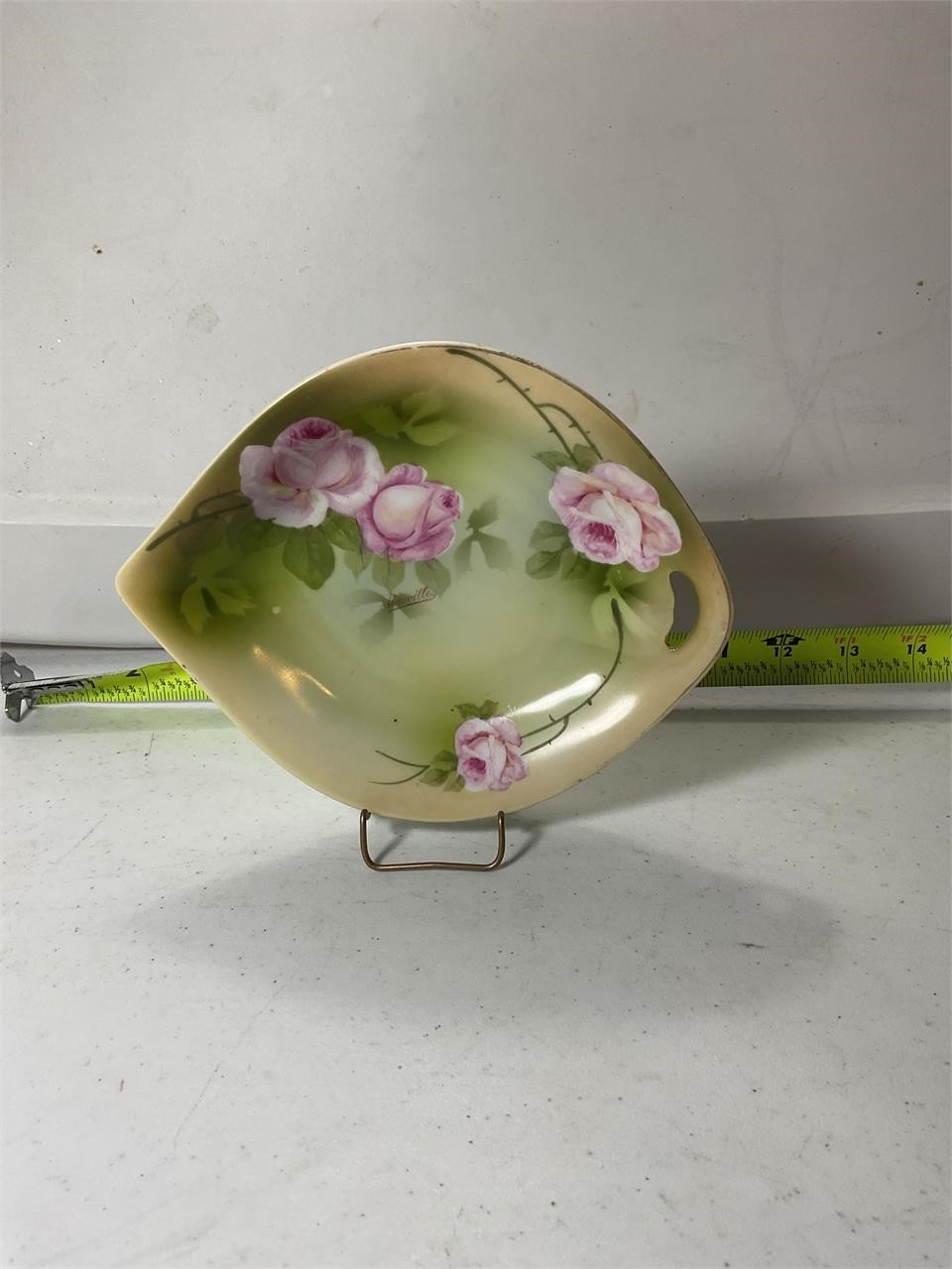 Antique PSAG Bavaria Hand Painted Pink Rose Dish