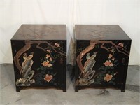 Small Pair Chinese Lacquered Cabinets.End Tables