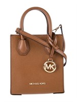 Michael Kors Brown Leather Jacquard Top Handle Bag