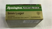 Remington 9MM Luger Hollowpoint point ammunition