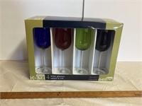 4 Coloured wine glasses