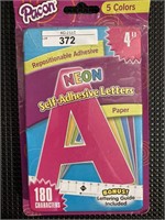 Pacon Neon Self-Adhesive Letters 4" 5 Colors