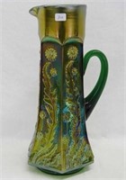 Paneled Dandelion tankard water pitcher - green