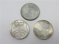 (3) ISRAEL 1ST ISSUE SILVER COINS: