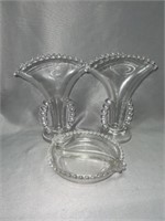 Candlewick Vases with Serving Dish
