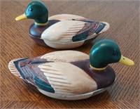 Pair of Vintage Avon Handmade Duck Trinket Boxes