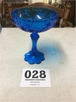 Blue pedestal candy dish