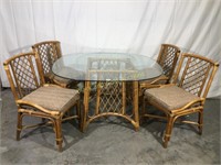 Bamboo style glass top table w/ 4 matching chairs