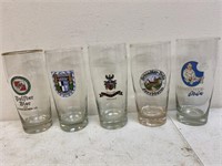 Five German beer glasses