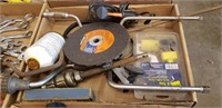 Lot with Saw Blade, Glue Gun, Paint Roller, and