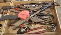 Lot with Pliers, Pry Bar, Hand Saw, and more