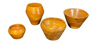 4 Wooden Handspun Bowls