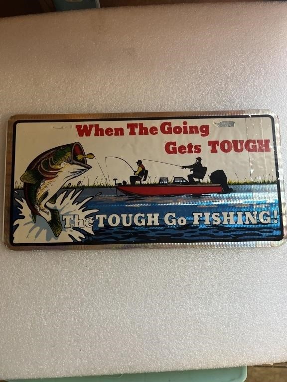 Vintage Reflective Bass Fishing License Plate