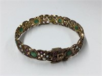 Very Old Middle East Bangle Set With Emeralds,