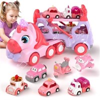 newcrave 7 in 1 Carrier Truck Cars for Girls,