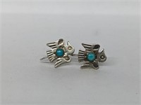 .925 Sterling Silver Turquoise Eagle Screwback