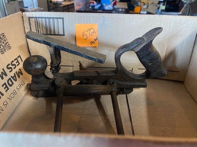 vintage tool set handled with knob plane?