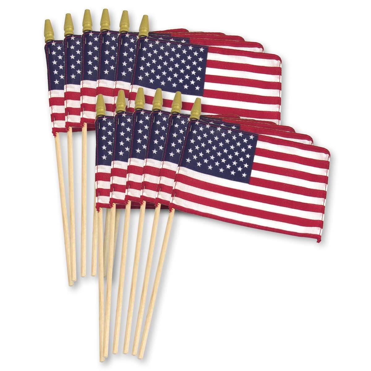 Super Tough US Stick Flag 8" x 12"- 24" Wood Stick