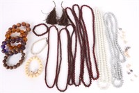 CHINESE ASSORTED WOODEN, PEARL, & STONE JEWELRY