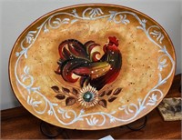 Large Rooster Tray w/ Stand 18" t x 14" w