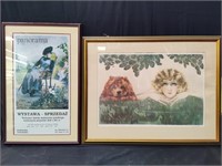 Pair of framed vintage prints