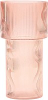 YANWE1 Pink Ribbed Glass Vase 11.5in