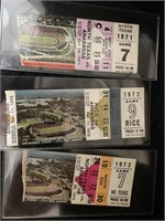 (3) 1971 & 1972 RAZORBACK FOOTBALL TICKET STUB