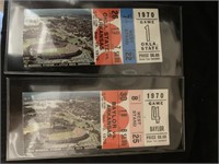 (2) 1970 RAZORBACK FOOTBALL TICKET STUBS