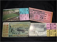 (4) 1950’S & 60’S RAZORBACK FOOTBALL TICKET STUBS