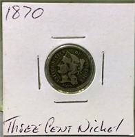 1870 US three cent nickel