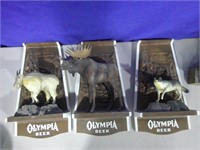 three Olympia beer animal wall displays