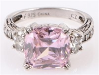 STERLING SILVER PINK & WHITE CZ LADIES RING