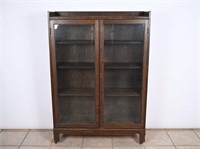 Antique Arts & Crafts Oak 2-Door Bookcase Cabinet