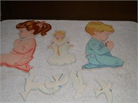 Praying Girl & Boy & Angel & Bird Cardboard Wall