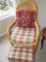 WICKER ARM CHAIR WITH FOOT STOOL
