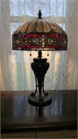 Fine "Tiffany" Style Leaded & Stained Glass Lamp