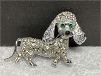 Vintage 60’s Rhinestone Puppy Dog Poodle Pin