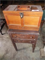 Wooden Sewing Stand & Wooden Box