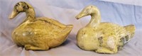 Pair of Solid Green Marbled Decorative Ducks