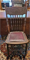Single high back leather seat dining chair. 38"