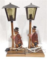 Griesbaum Style Carved Wood Drunkard Table Lamp,