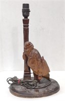 Carved Wood Drunkard Table Lamp, 17"