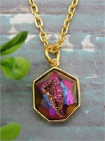 DRUZY TITANIUM PENDANT ON CHAIN NECKLACE ROCK STON