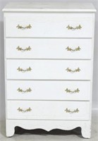 Painted White 5 Drawer Chest 41x28x16