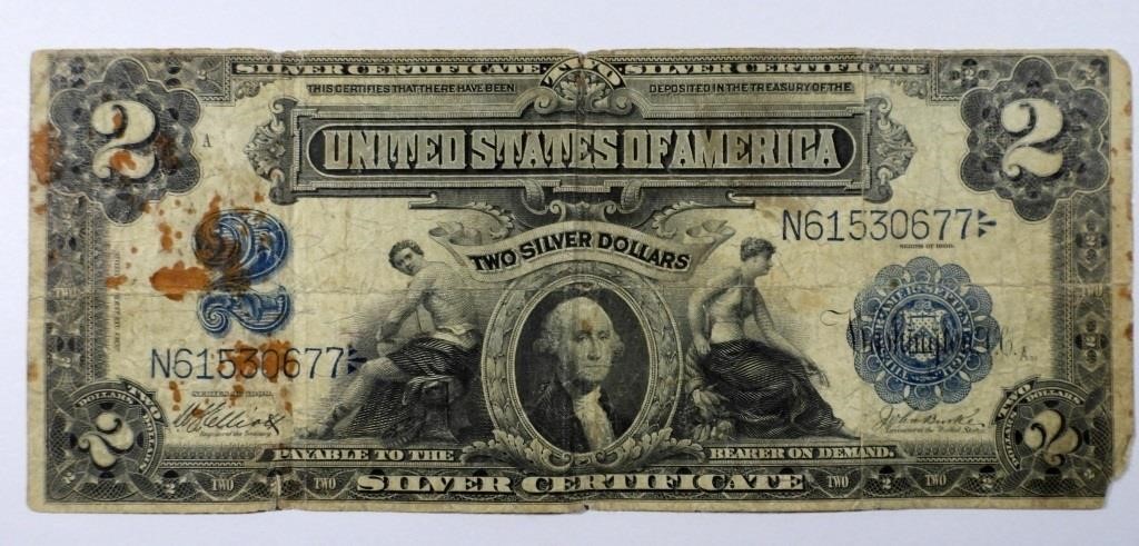 1899 $2 SILVER CERTIFICATE CURRENCY