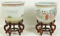 PAIR OF 19th CENTURY CHINESE PORCELAIN FISH POTS